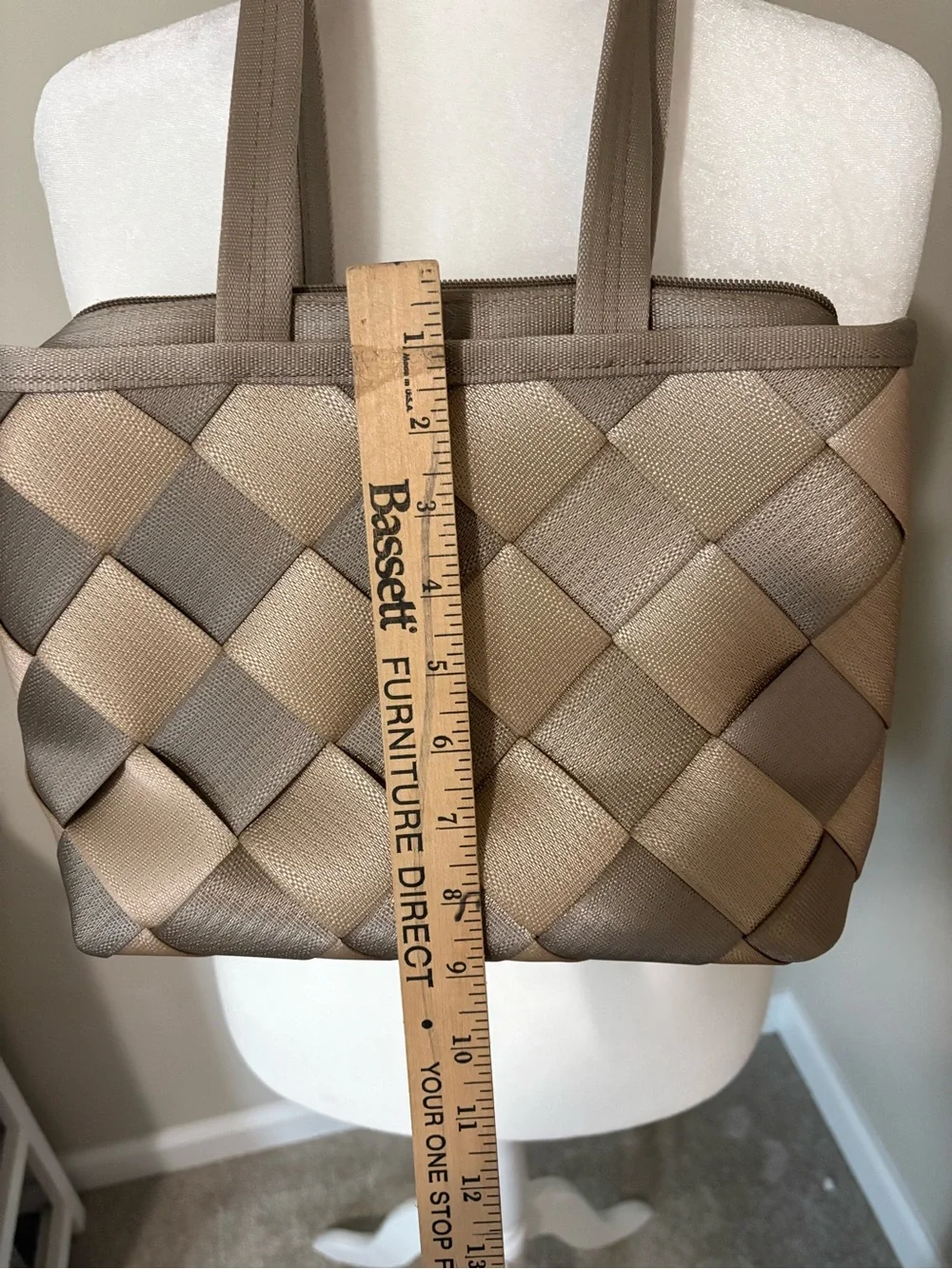 Maggie Bags Taupe Woven Seatbelt Tote